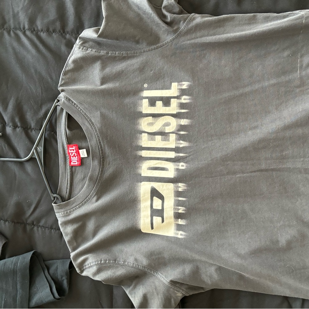 Diesel Charcoal Tee with Cream Logo